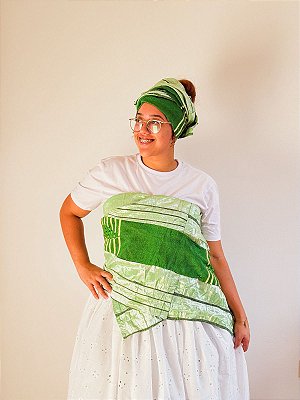 Conjunto de Ipele africano pano da costa e cabeça verde