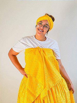 Conjunto de lesie luxo amarelo 3 peças
