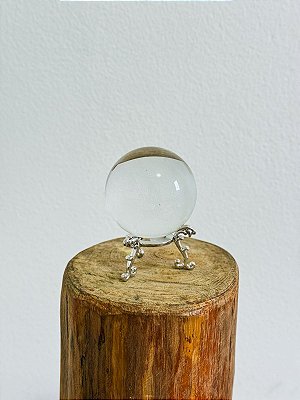 Bola de Cristal trasparente com base prata