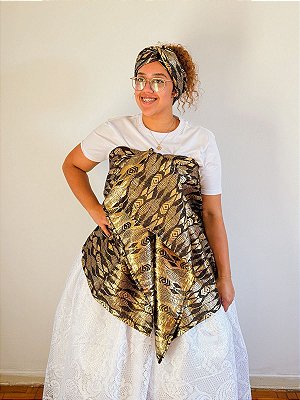 Conjunto Jacquard pano da costa e cabeça - Preto e Dourado