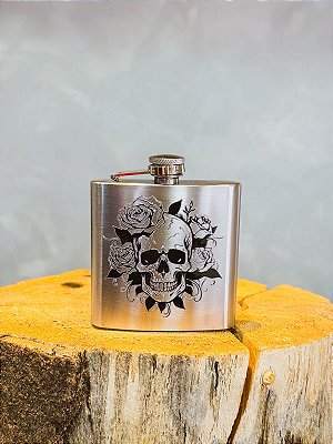 Cantil de bolso caveira com rosas 210ml