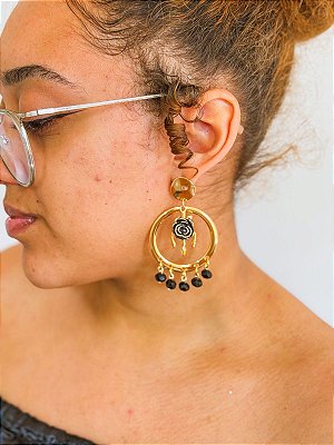 Brinco Preto folhado para pomba gira