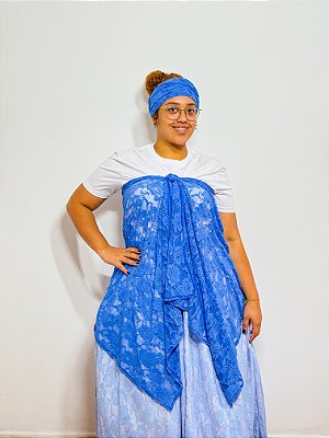 Conjunto Pano da costa e cabeça de renda azul