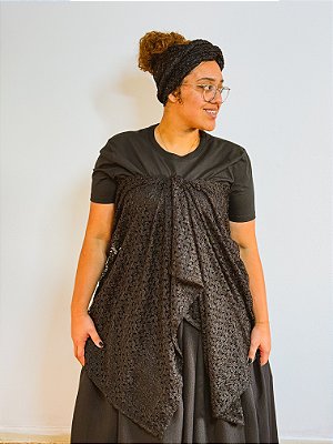 Conjunto Pano da costa e cabeça de renda preto