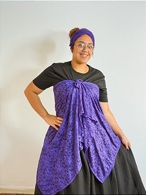 Conjunto Pano da costa e cabeça de renda roxo