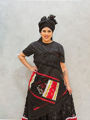 Conjunto preto e vermelho super luxo guipir  3 peças