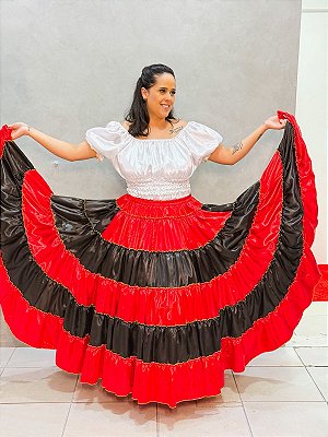 Saia vermelha e preta com dourado 12M de roda
