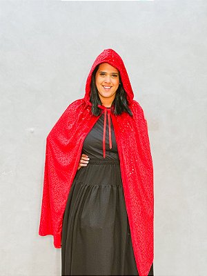 Capa feminina vermelha com paetê