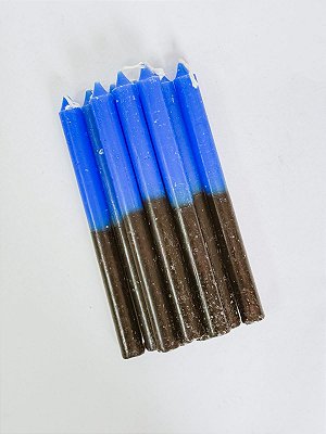 Vela palito preta e azul - pacote com 9 un