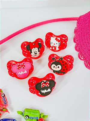 Chupeta vermelho para Erê menina personalizada