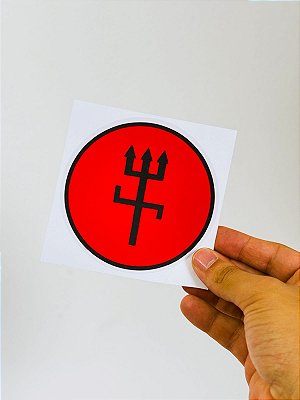 Adesivo Tridente de Exu - fundo vermelho