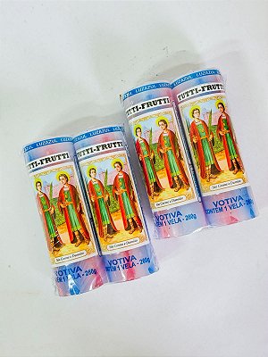 Pacote 2 vela de 7 dias 260g - Cosme e Damião Tutti-frutti