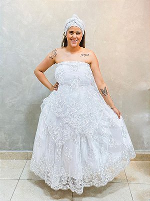 Conjunto bordado branco luxo 3 peças