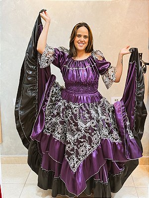 Conjunto luxo roxo e prata - Ciganinha e saia 14m
