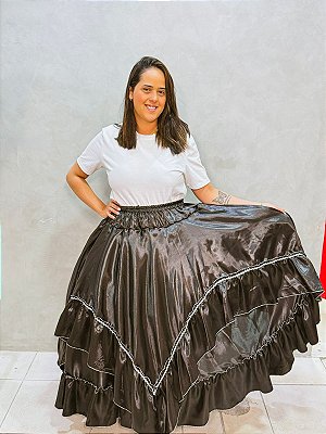 Saia 2 godê preta com prata 9m