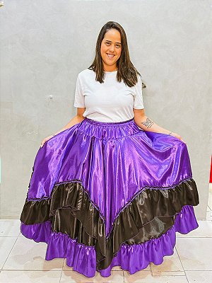Saia 2 godê roxa e preta 9m