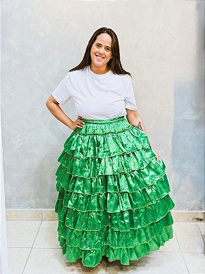Saia 7 babados verde
