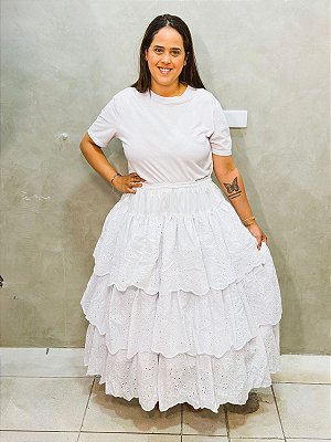 Saia raizes Lesie bordado branca