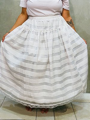 Saia terreiro branca luxo com forro