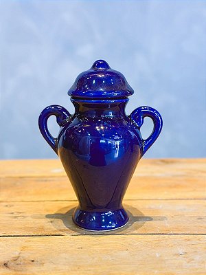 Quartinha de louça azul escuro 18cm c/ asa