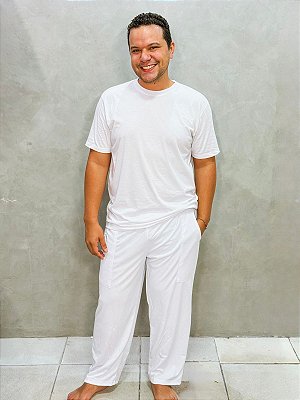 Calça de Helanca branca - Leve e fresca para o Axé