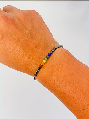 Pulseira de Hematita dos 7 chakras 4mm