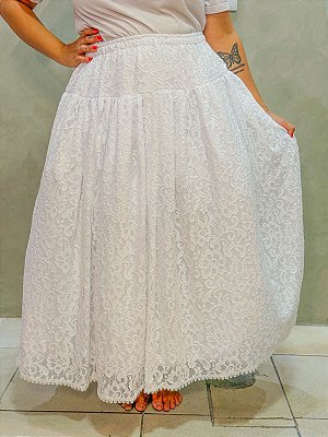 Saia renda branca com forro