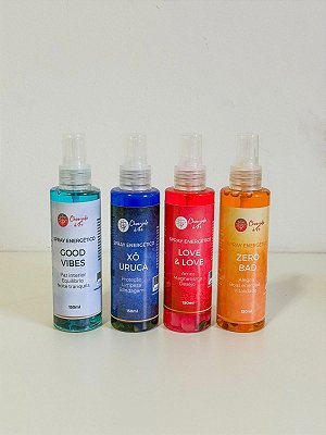 Kit 4 Sprays Energéticos – Proteção, Paz, Amor, Alegria