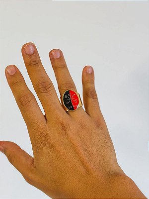Anel Exu do Lodo - oval Preto e Vermelho