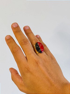 Anel Exu Morcego - oval Preto e Vermelho