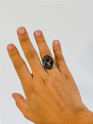 Anel Exu 7 Covas  - oval Dourada