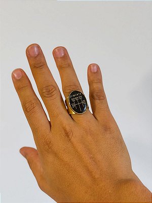 Anel Exu Pimenta  - oval Preto