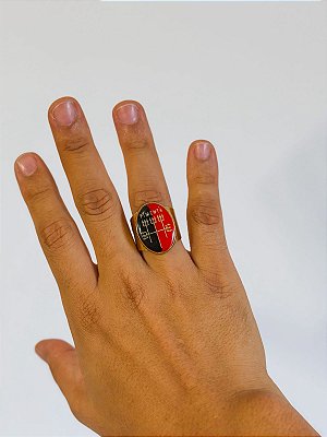 Anel Exu Pimenta  - oval Preto e Vermelho