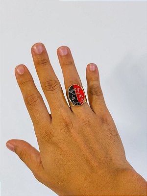 Anel Exu Lucifer - oval Preto e Vermelho