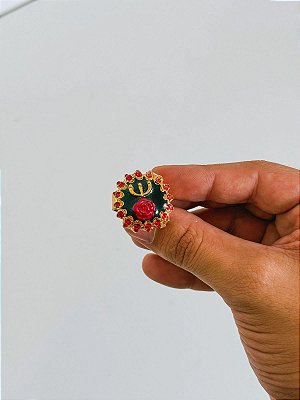 Anel Tridente Pombo gira com Rosa vermelha
