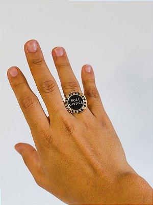 Anel Pombo gira - Rosa caveira Preto