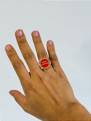 Anel Pombo gira - Rosa caveira vermelho