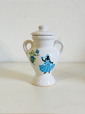 Quartinha de louça desenhada Iemanjá 15cm c/ asa
