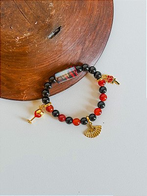 Pulseira de Pomba Gira com Cornalina e Ônix - Poder