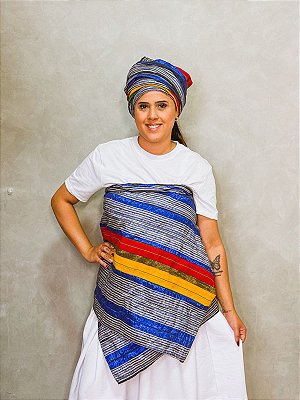 Conjunto Alaká / Ipele pano da costa e Ojá Azul escuro