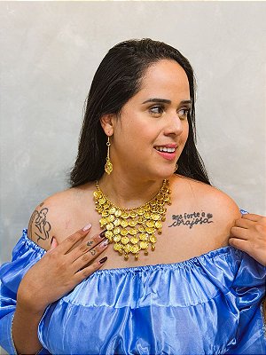 Conjunto Cigana de Moedas dourado - Colar e brinco