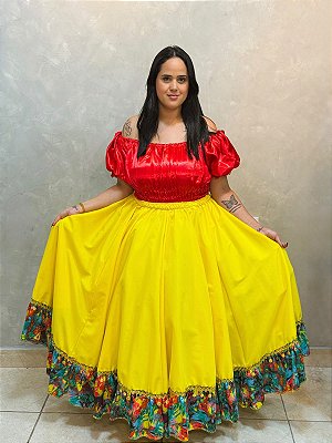 Saia godê Cigana Amarela com Moedas
