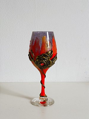 Taça luxo imperial para Pomba Gira com rosa e tridente
