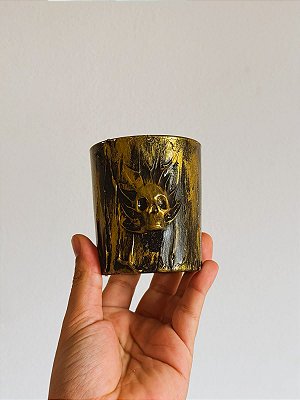 Copo luxo Exu de Caveira preto e dourado