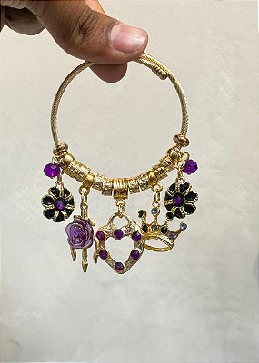 Pulseira Bracelete de Pomba Gira Coração roxo