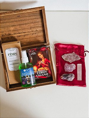 Kit Baralho Cigano Completo com Caixa de Madeira