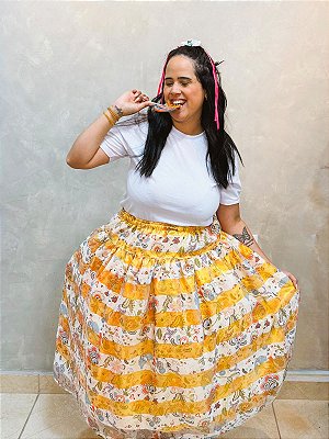 Saia Voal para Erê menina - Amarela Florida