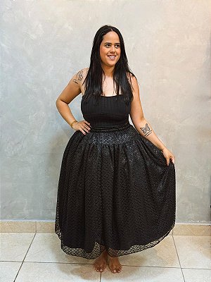Saia imperial de renda preta