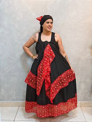 Conjunto essência preto e vermelho de renda - Pomba Gira