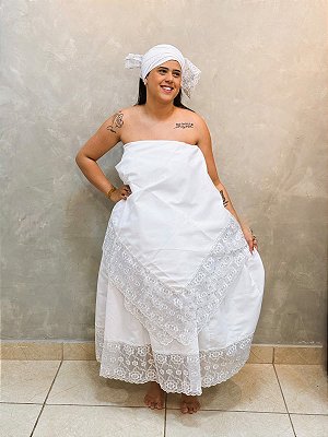 Conjunto essência branco e prata de renda